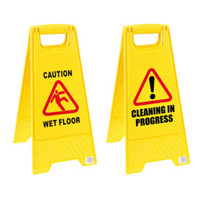 Dual Sided Folding Safety Sign - Caution Wet Floor - 1 Per Pack